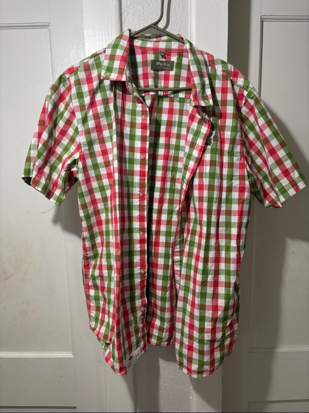 Tom Tailor Men’s Red & Green Plaid Short-Sleeve Shirt